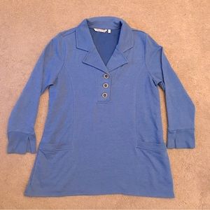 Soft Surroundings Golden Age Pullover Tunic Womens Size Large Blue Pockets